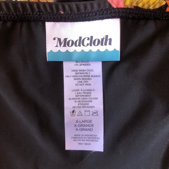 ModCloth NIP Hibiscus Palm Fronds Franky High-Waisted Bikini Bottom Extra Large - Picture 6 of 10